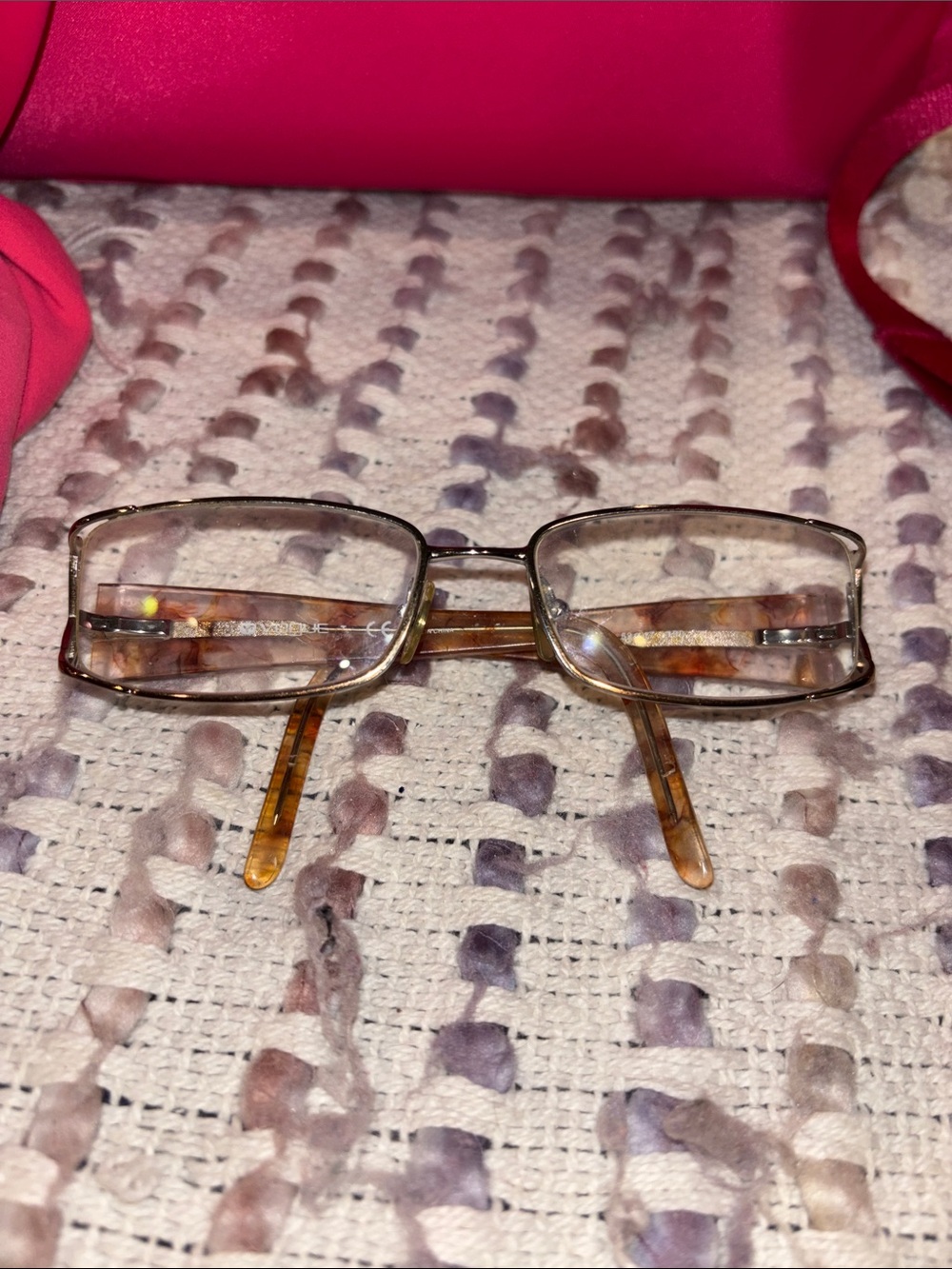 Vogue Rectangular Metal Frame Glasses with Tortoiseshell Temples - Brown/Gold